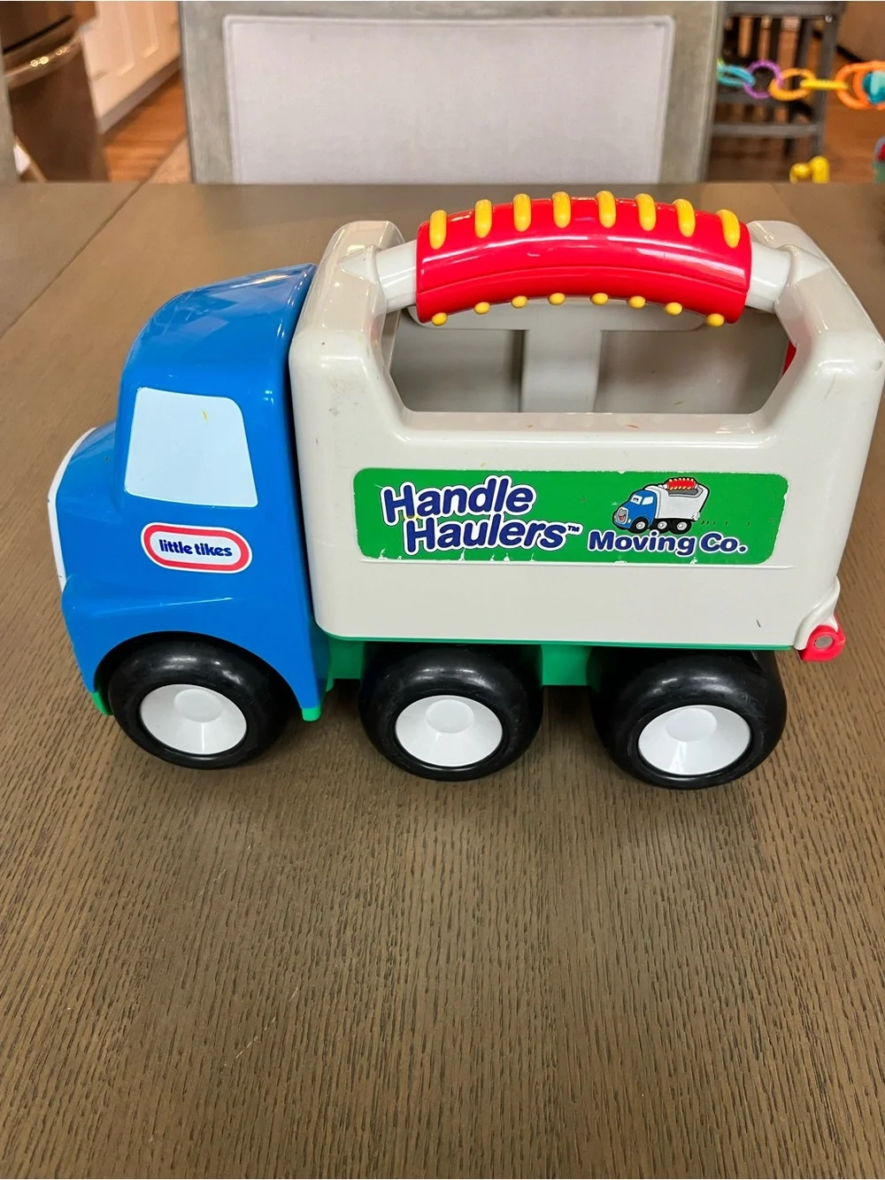 Vintage Little Tikes Blue & White Handle Haulers Moving Co. Toy Truck